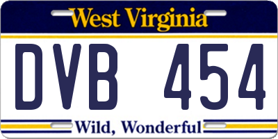 WV license plate DVB454