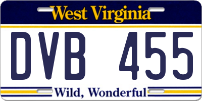 WV license plate DVB455