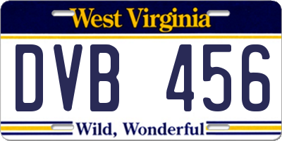 WV license plate DVB456