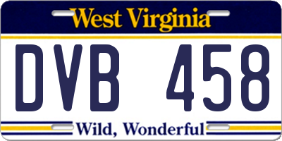 WV license plate DVB458