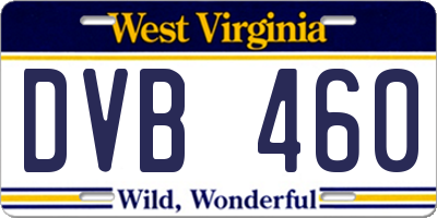 WV license plate DVB460
