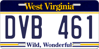 WV license plate DVB461