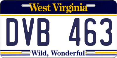 WV license plate DVB463