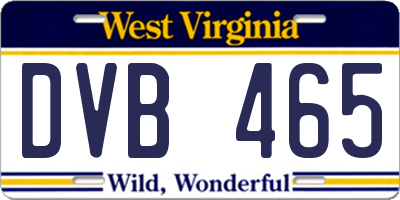 WV license plate DVB465