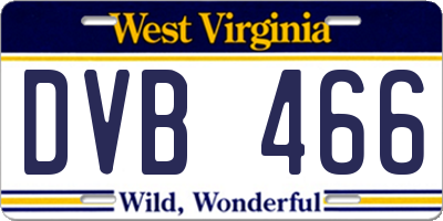 WV license plate DVB466