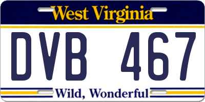 WV license plate DVB467