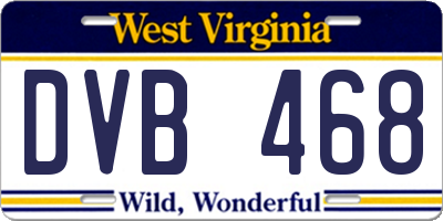 WV license plate DVB468