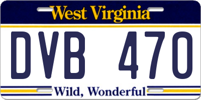 WV license plate DVB470
