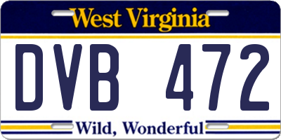 WV license plate DVB472