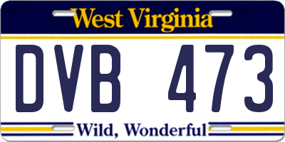WV license plate DVB473