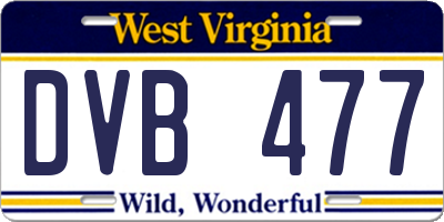 WV license plate DVB477