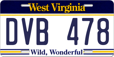 WV license plate DVB478