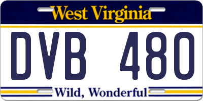WV license plate DVB480