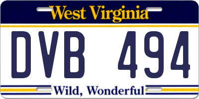 WV license plate DVB494