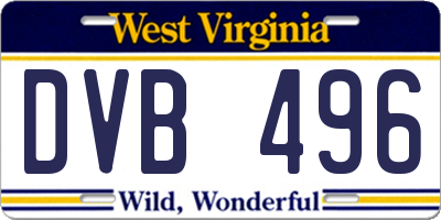 WV license plate DVB496