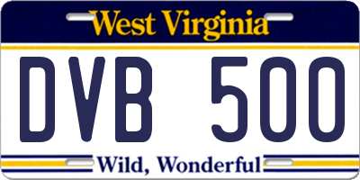 WV license plate DVB500