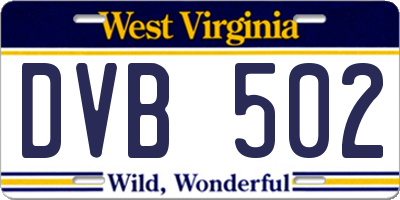 WV license plate DVB502