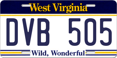 WV license plate DVB505