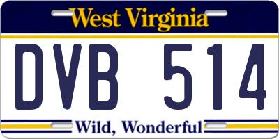 WV license plate DVB514