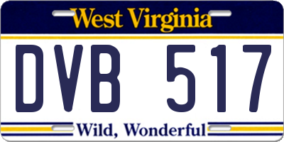 WV license plate DVB517