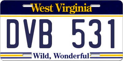 WV license plate DVB531