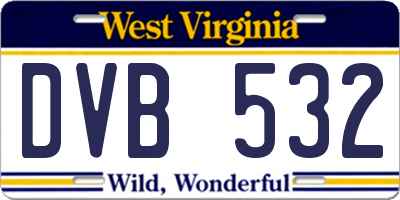 WV license plate DVB532
