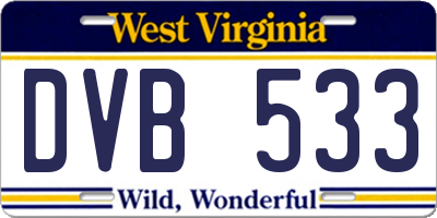 WV license plate DVB533