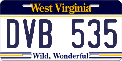 WV license plate DVB535