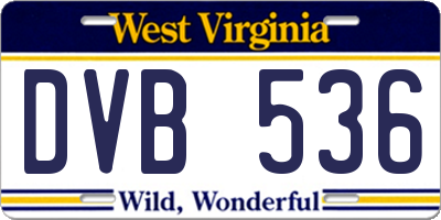 WV license plate DVB536