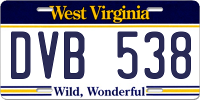WV license plate DVB538