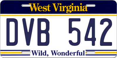 WV license plate DVB542
