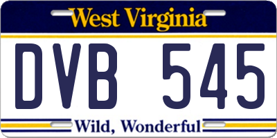 WV license plate DVB545
