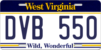 WV license plate DVB550