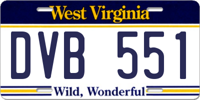 WV license plate DVB551