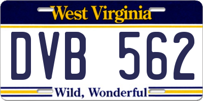 WV license plate DVB562