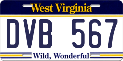 WV license plate DVB567