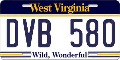 WV license plate DVB580