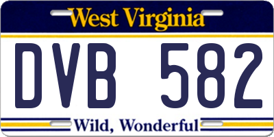 WV license plate DVB582