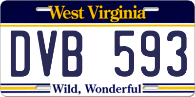 WV license plate DVB593