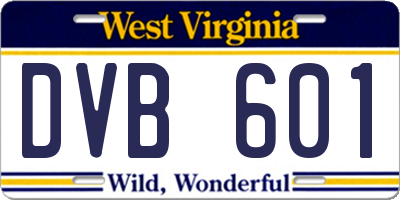 WV license plate DVB601
