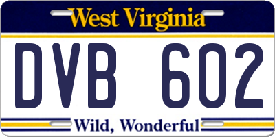 WV license plate DVB602