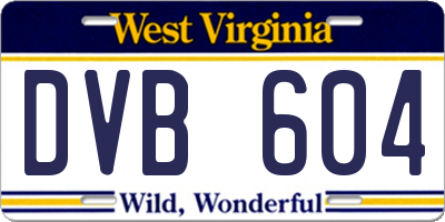 WV license plate DVB604