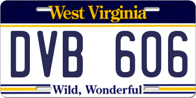 WV license plate DVB606