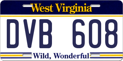 WV license plate DVB608