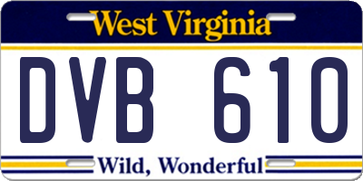 WV license plate DVB610
