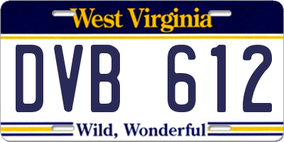 WV license plate DVB612