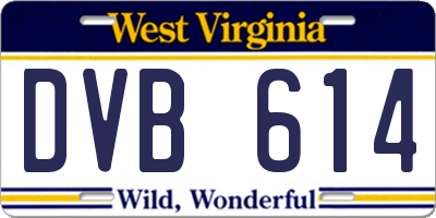 WV license plate DVB614