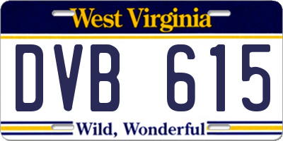 WV license plate DVB615