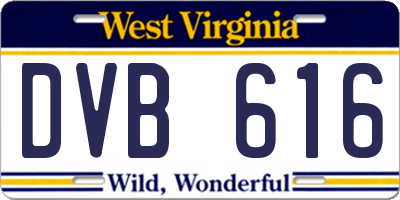 WV license plate DVB616