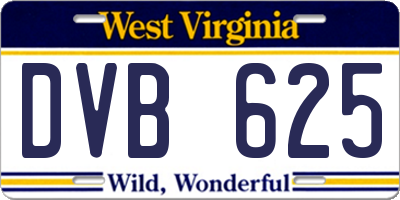 WV license plate DVB625